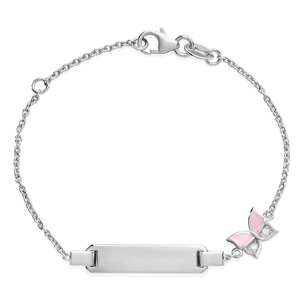 🦚 Kinder ID Armband Silber 925 Tiere Lia Schmetterling 1,6cm, ID Armband mit Stein 🦚 Kinder ID Armband Silber 925 Tiere Lia Schmetterling 1,6cm, ID Armband mit Stein
