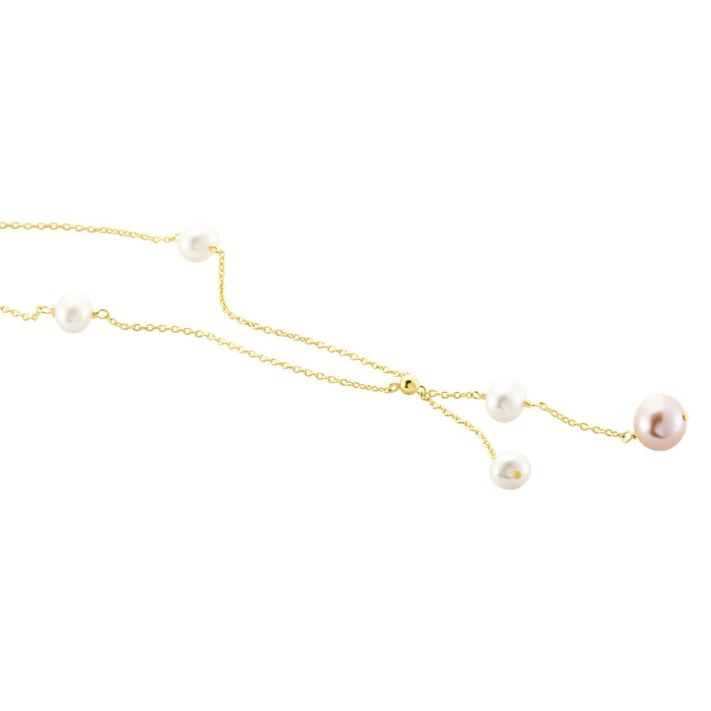 Damen Collier Silber vergoldet 925 Zuchtperle Weiß Perla - Halsketten Damen | OROVIVO