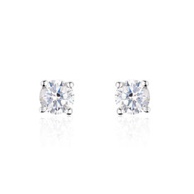 Damen Ohrstecker Weißgold 375 Zirkonia 4mm - Ohrstecker Damen | OROVIVO