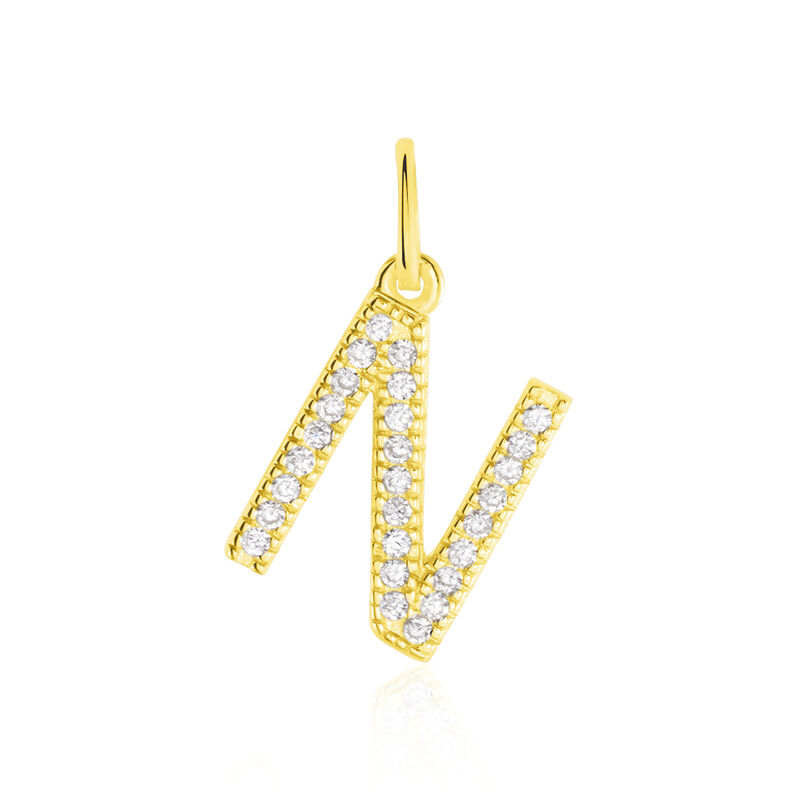 Anhänger Gold 375 Zirkonia Buchstabe N - Schmuckanhänger Familie | OROVIVO