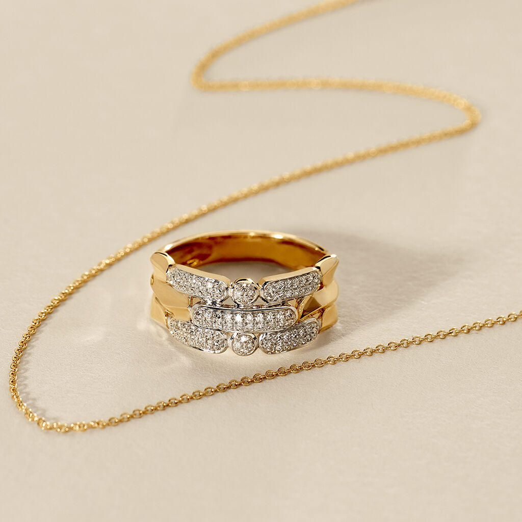 Damen Ring Gold 375 Diamant 0,18ct Barren Etta  - Ringe mit Stein Damen | OROVIVO