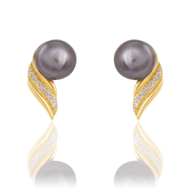 Boucles D'oreilles Puces Antoinette Or Jaune Perle De Culture - Spannringe Damen | OROVIVO