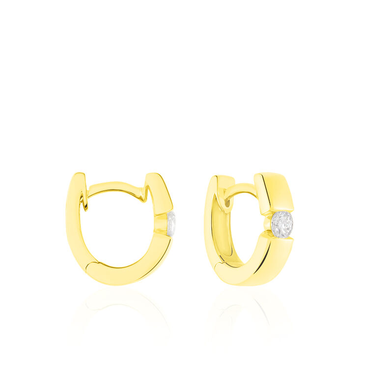 SEVILLE Damen Creolen Gold 375 (9 Karat) Diamant Wei&szlig; 0,2 ct B 3,6 mm - Creolen Damen | OROVIVO