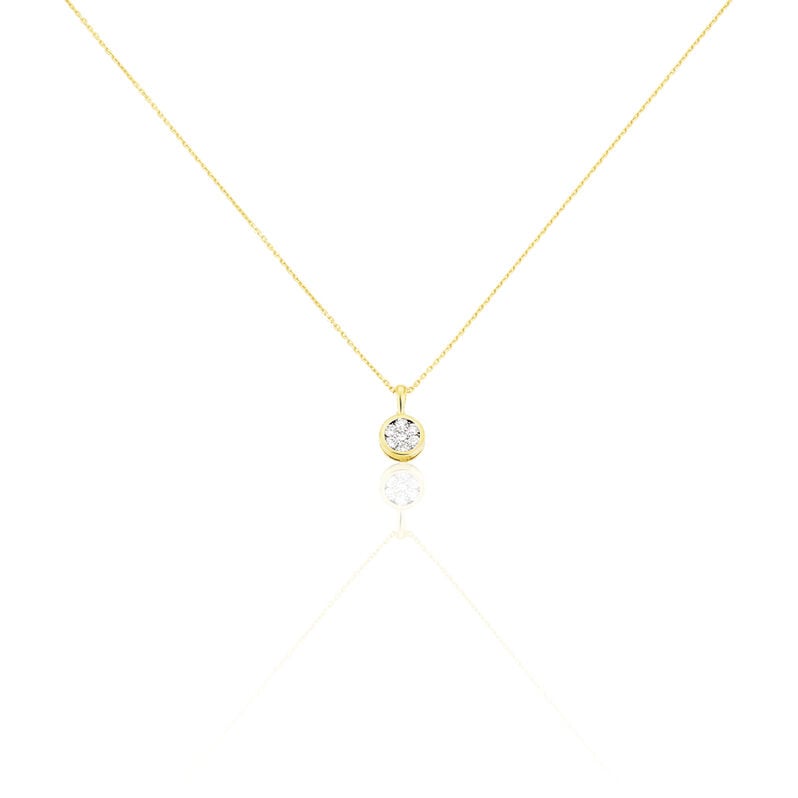 ELINA Damen Collier Gold 750 (18 Karat) Diamant Wei&szlig; 0,07 ct Kreis - Halsketten Damen | OROVIVO