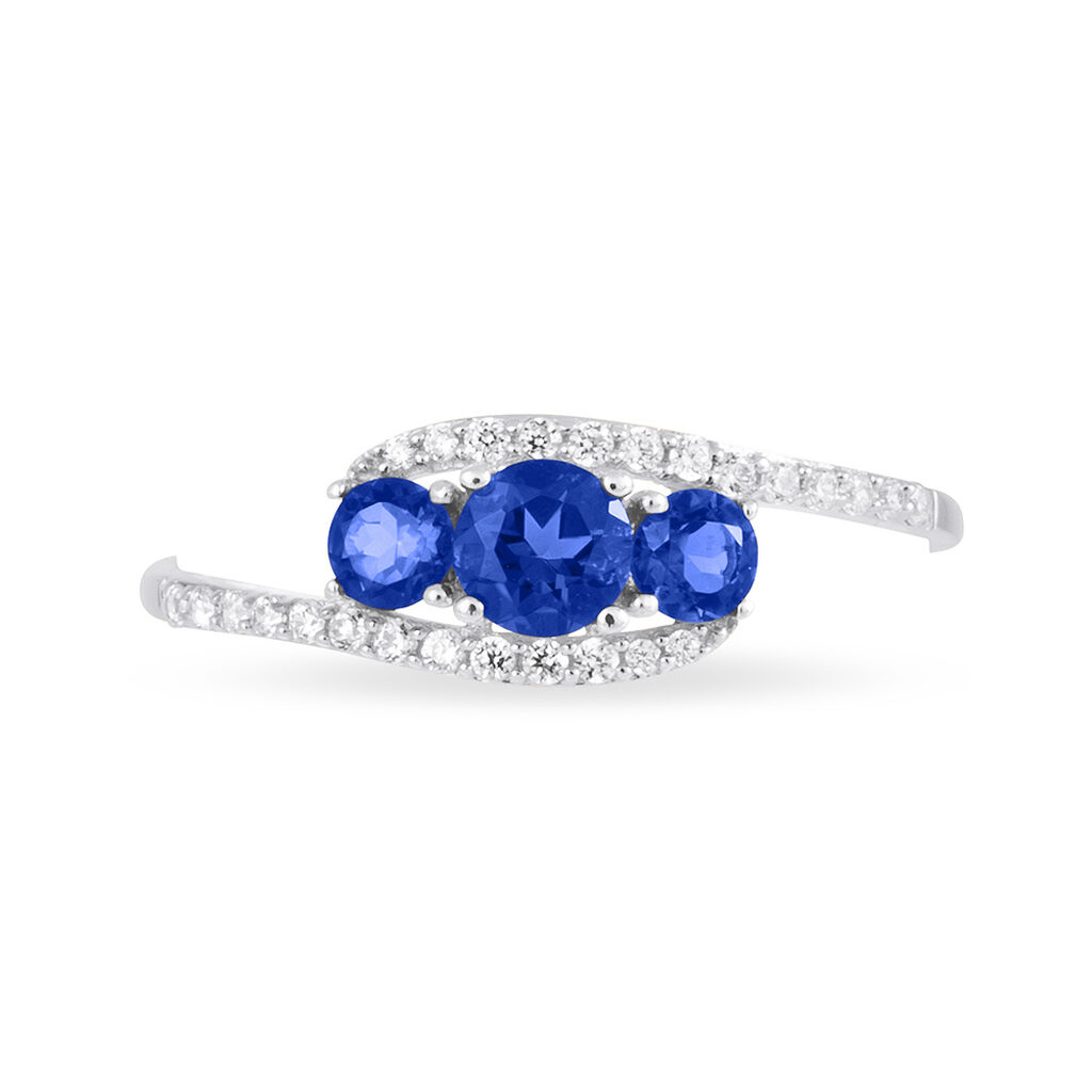 Bague Chloe Or Blanc Saphir Et Diamant - Spannringe Damen | OROVIVO