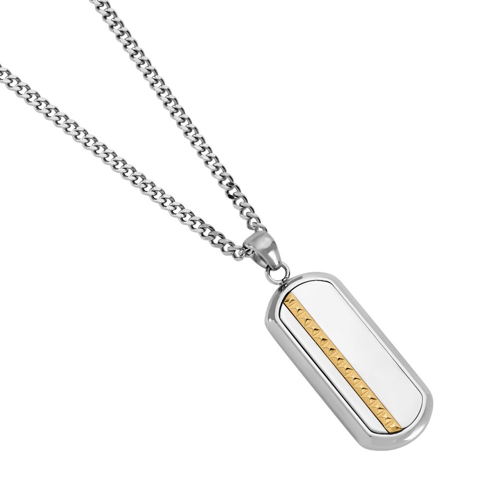 TORIN Herren Collier Edelstahl Bicolor Gelb/Silber Rechteckig B 2,5 mm - Halsketten Herren | OROVIVO