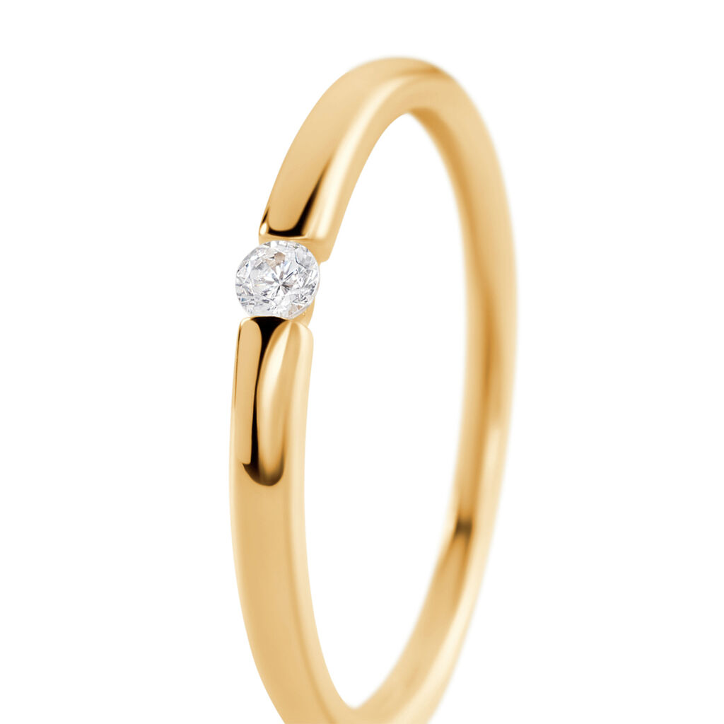 TRANG Damen Ring Gold 375 (9 Karat) Zirkonia Wei&szlig; 0,02 ct
