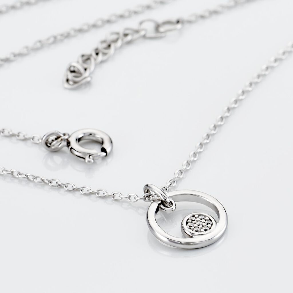 ELUISA Damen Collier Silber 925 Zirkonia Wei&szlig; 0,01 ct Kreis B 1,2 mm