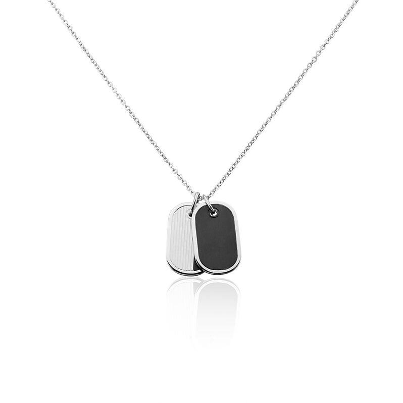 Herren Kette Edelstahl Bicolor Silber/Schwarz Rechteckig - Halsketten Herren | OROVIVO