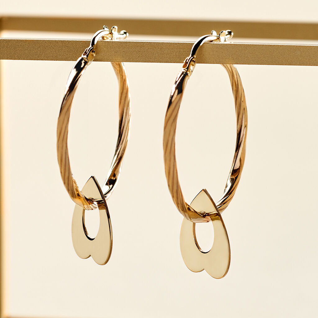 RINKA Damen Creolen Gold 375 (9 Karat) Herz B 1,5 mm