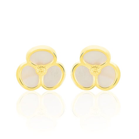BLUME Damen Ohrstecker Gold 375 (9 Karat) Perlmutt Perlmutt 0,25 ct Blume - Ohrstecker Damen | OROVIVO