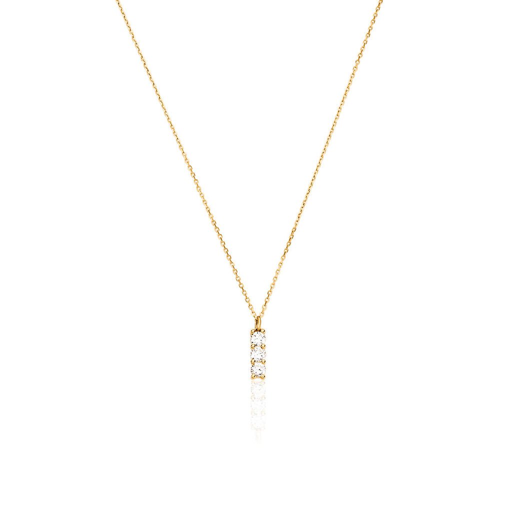MERCY Damen Collier Gold 585 (14 Karat) Synthetischer Diamant Weiß 0,3 ct, Collier mit Stein
