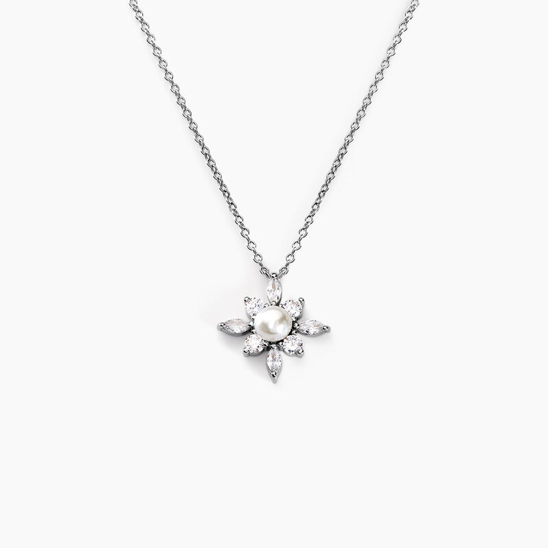 Collier Rhoda Argent Weiss Perle De Culture Oxyde De Zirconium - Spannringe Damen | OROVIVO