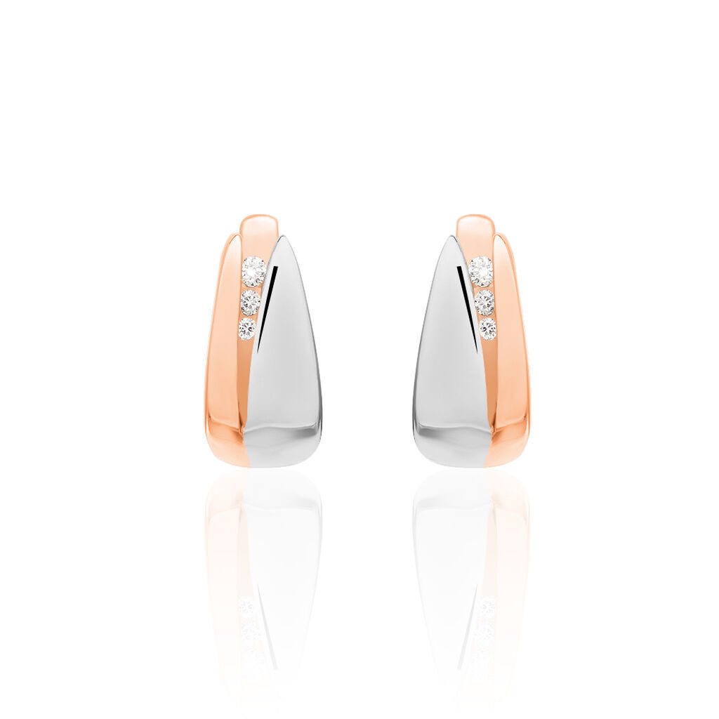 Damen Ohrstecker Gold 333 Bicolor Diamant 0,04ct - Creolen Damen | OROVIVO