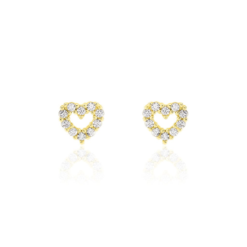 Damen Ohrstecker Gold 375 Zirkonia Herz - Ohrstecker Damen | OROVIVO