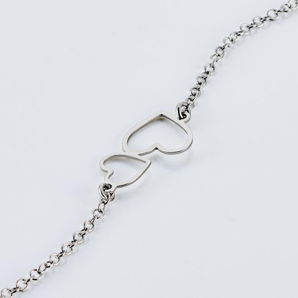 ESTINA Damen Armband Silber 925 Doppelherz