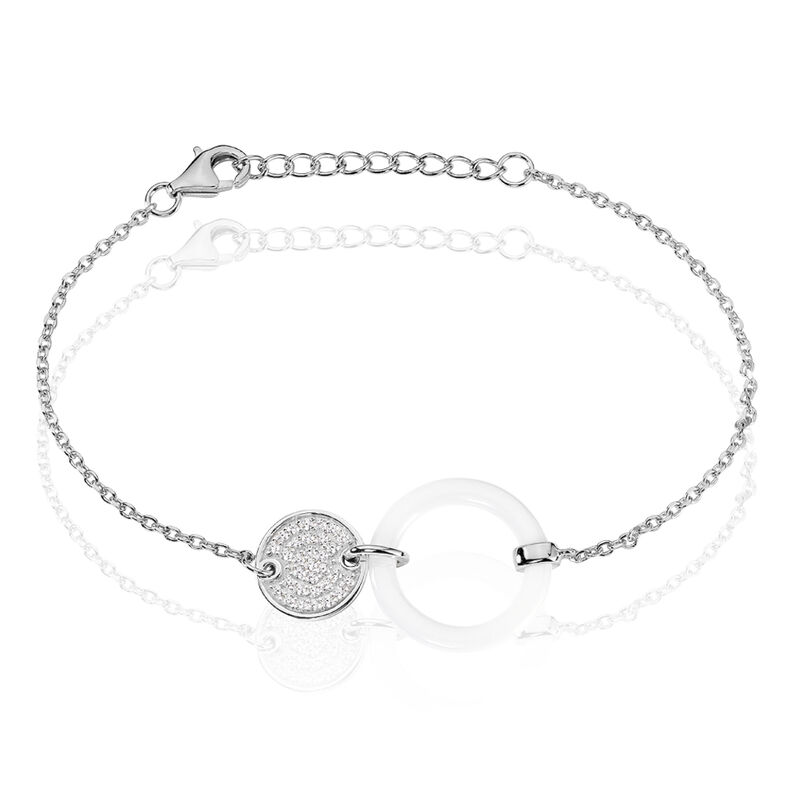 Bracelet Issara Argent Blanc Céramique Et Oxyde De Zirconium - Spannringe Damen | OROVIVO