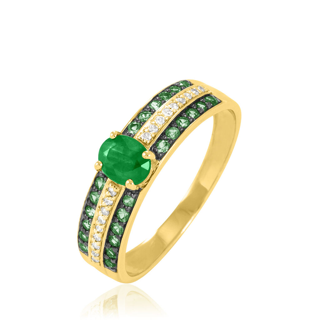 Bague Margot Or Jaune Emeraude Diamant - Spannringe Damen | OROVIVO