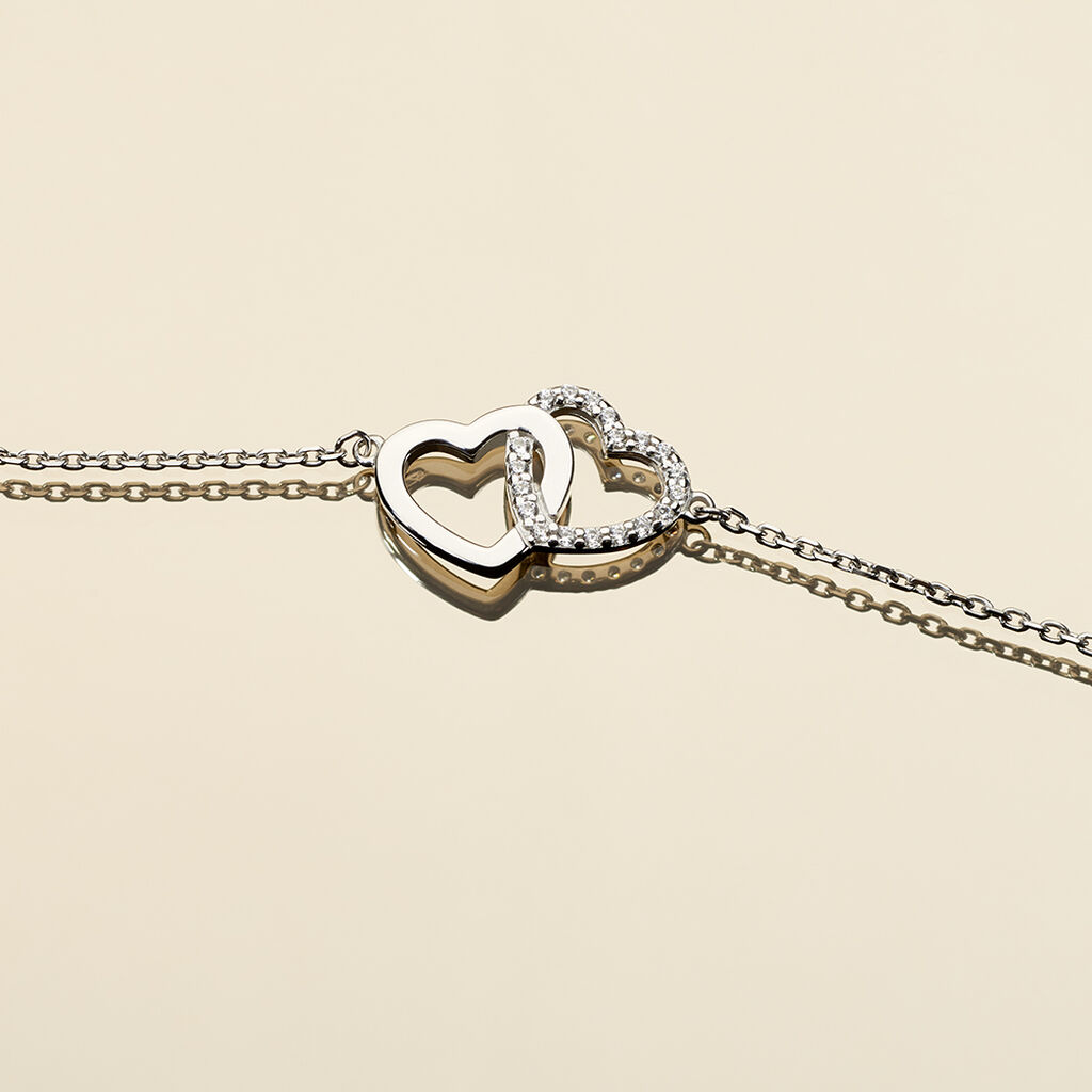 Damen Armband Silber 925 Zirkonia Wei&szlig; Herz