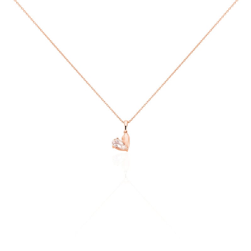 PINKY Damen Collier Rosegold 375 (9 Karat) Morganit Ros&eacute; Bl&uuml;tenblatt - Halsketten Damen | OROVIVO