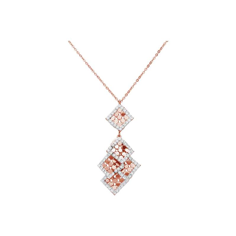 Girocollo con strass con pendente con dettagli rombo in metallo rosato - Spannringe Damen | OROVIVO