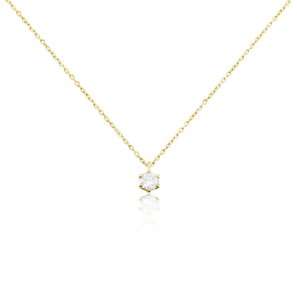 Sonate Damen Collier Gold 750 (18 Karat) Synthetischer Diamant Weiß 0,31 ct, Collier mit Stein