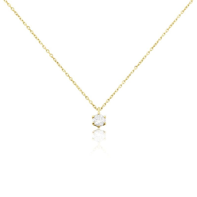 Sonate Damen Collier Gold 750 (18 Karat) Synthetischer Diamant Wei&szlig; 0,31 ct - Halsketten Damen | OROVIVO