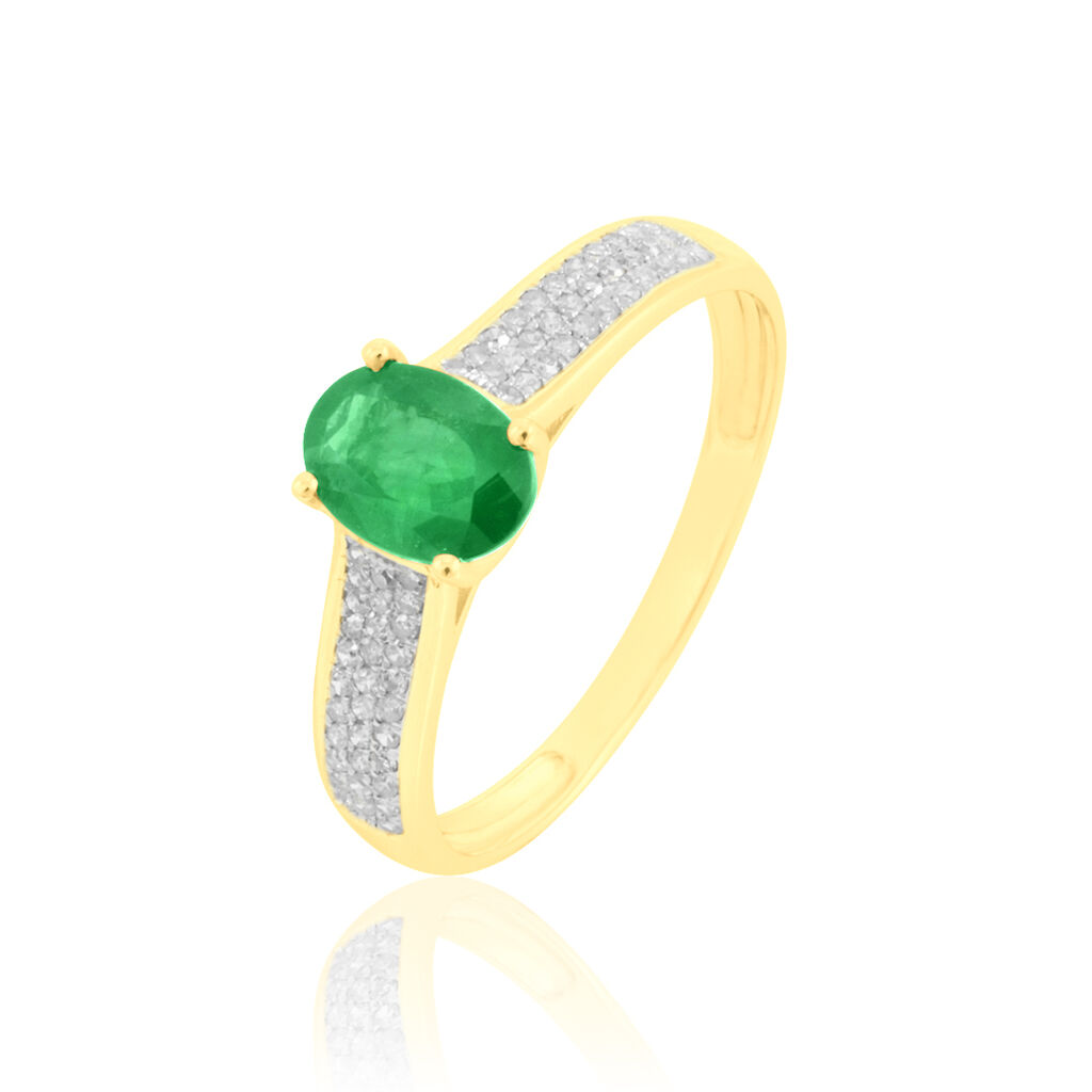 Bague Crista Or Jaune Emeraude Et Diamant - Spannringe Damen | OROVIVO