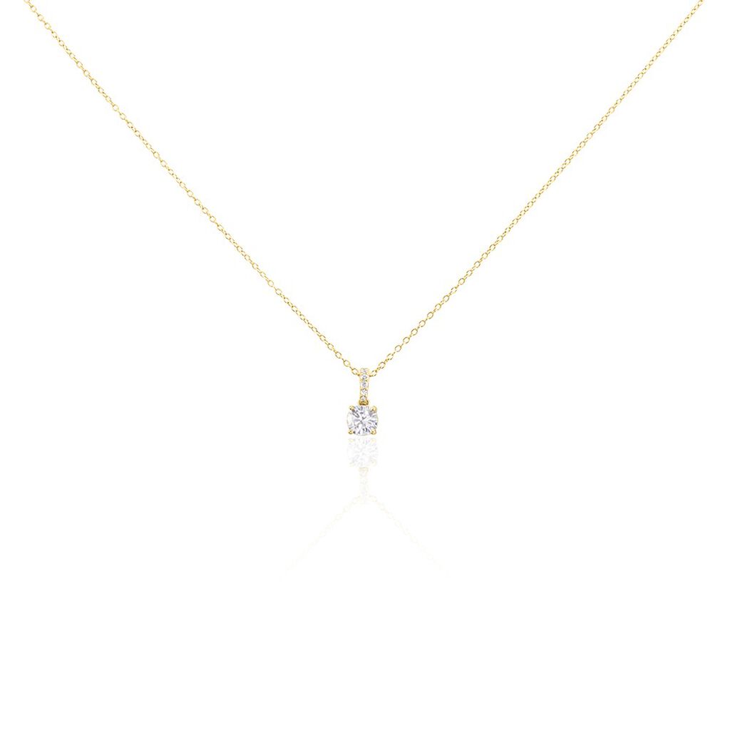 PAULINA Damen Collier Silber vergoldet 925 Zirkonia Weiß 1,35 ct B 1,15 mm, Collier mit Stein