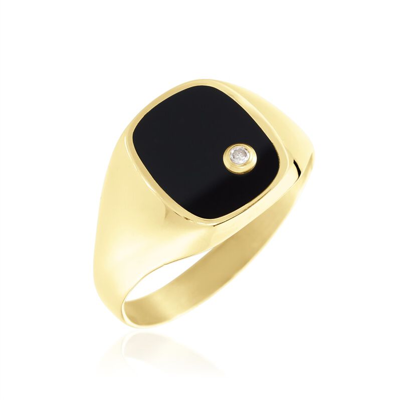 Chevalière Glynn Or Jaune Onyx Diamant - Spannringe Herren | OROVIVO