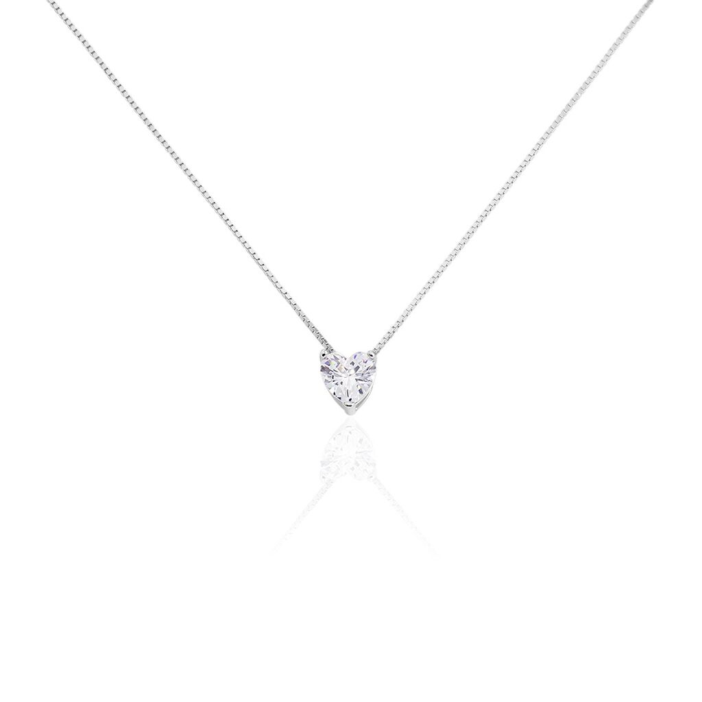 BILLIE Damen Collier Silber Silber 925 Zirkonia Wei&szlig; Herz