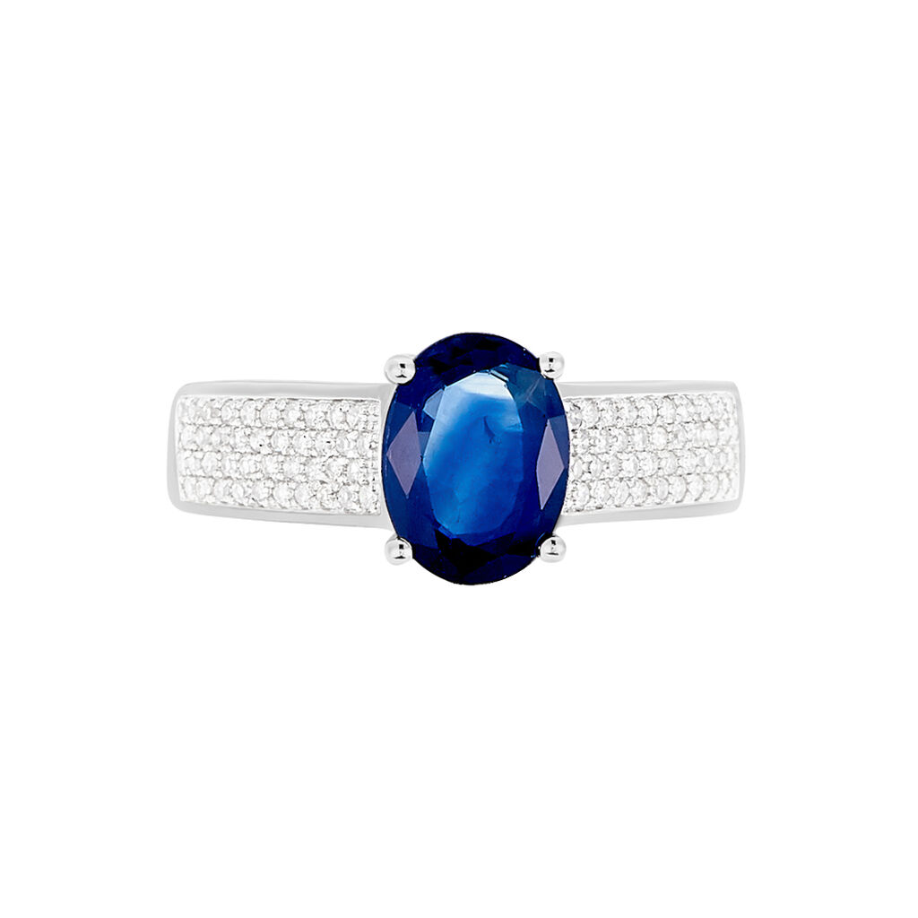 Bague Crista Or Blanc Saphir Et Diamant - Spannringe Damen | OROVIVO