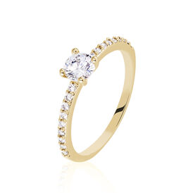 Damenring Messing 18 Karat vergoldet Zirkonia - Ringe mit Stein Damen | OROVIVO