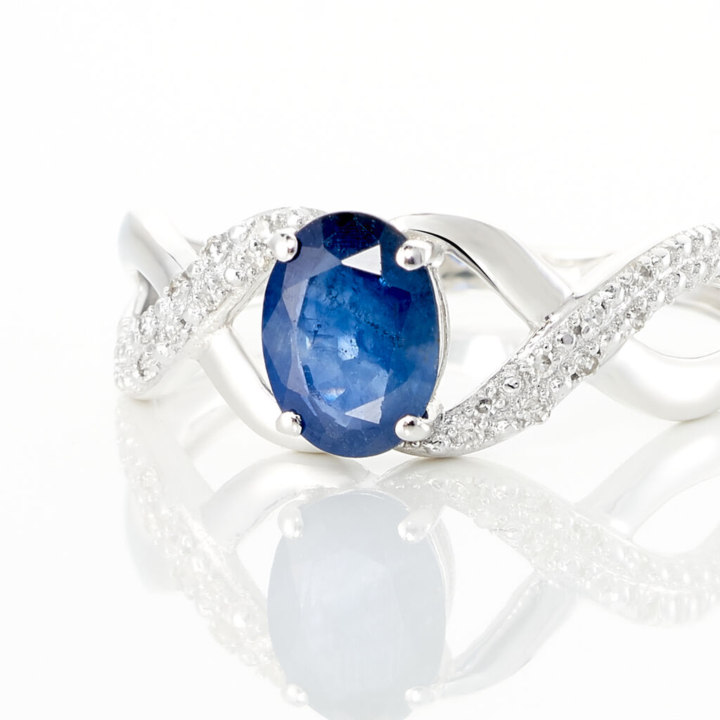 Bague Jess Or Blanc Saphir Et Diamant - Spannringe Damen | OROVIVO