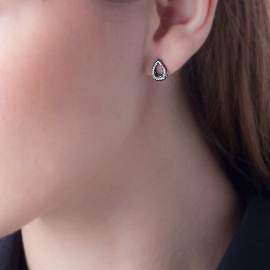 Boucles D'oreilles Puces Romaissa Or Blanc Diamant - Spannringe Damen | OROVIVO