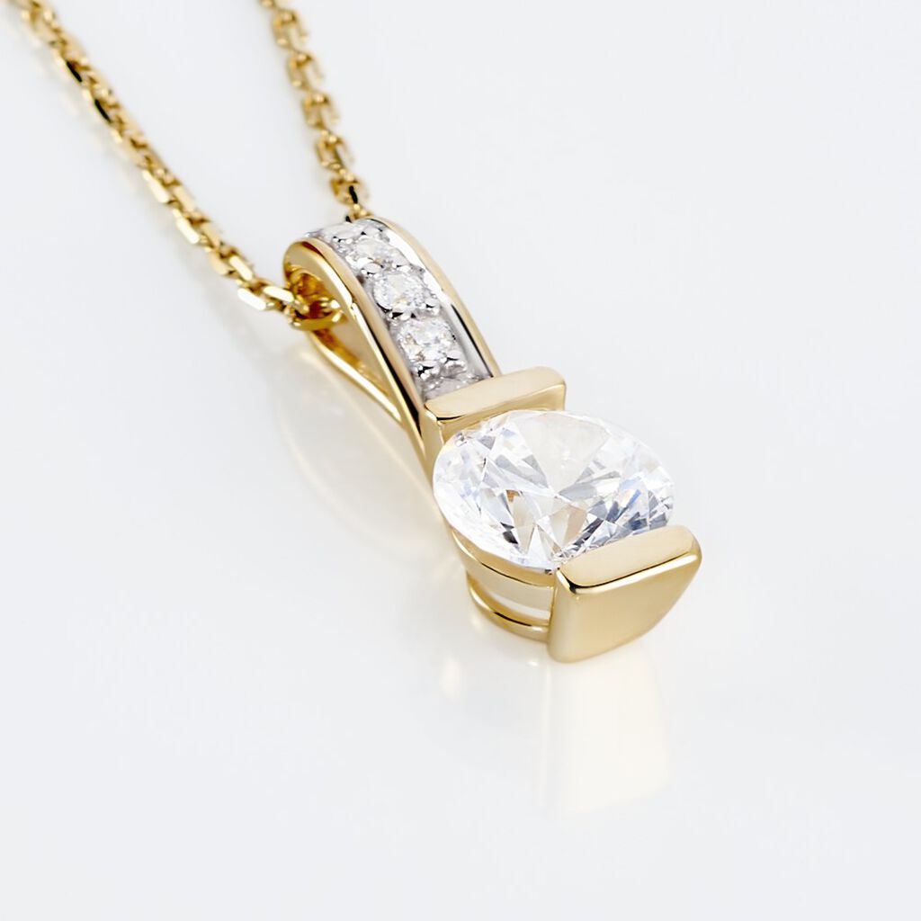 Damen Collier Gold 375 Zirkonia Barren Zinna 2 - Halsketten Damen | OROVIVO