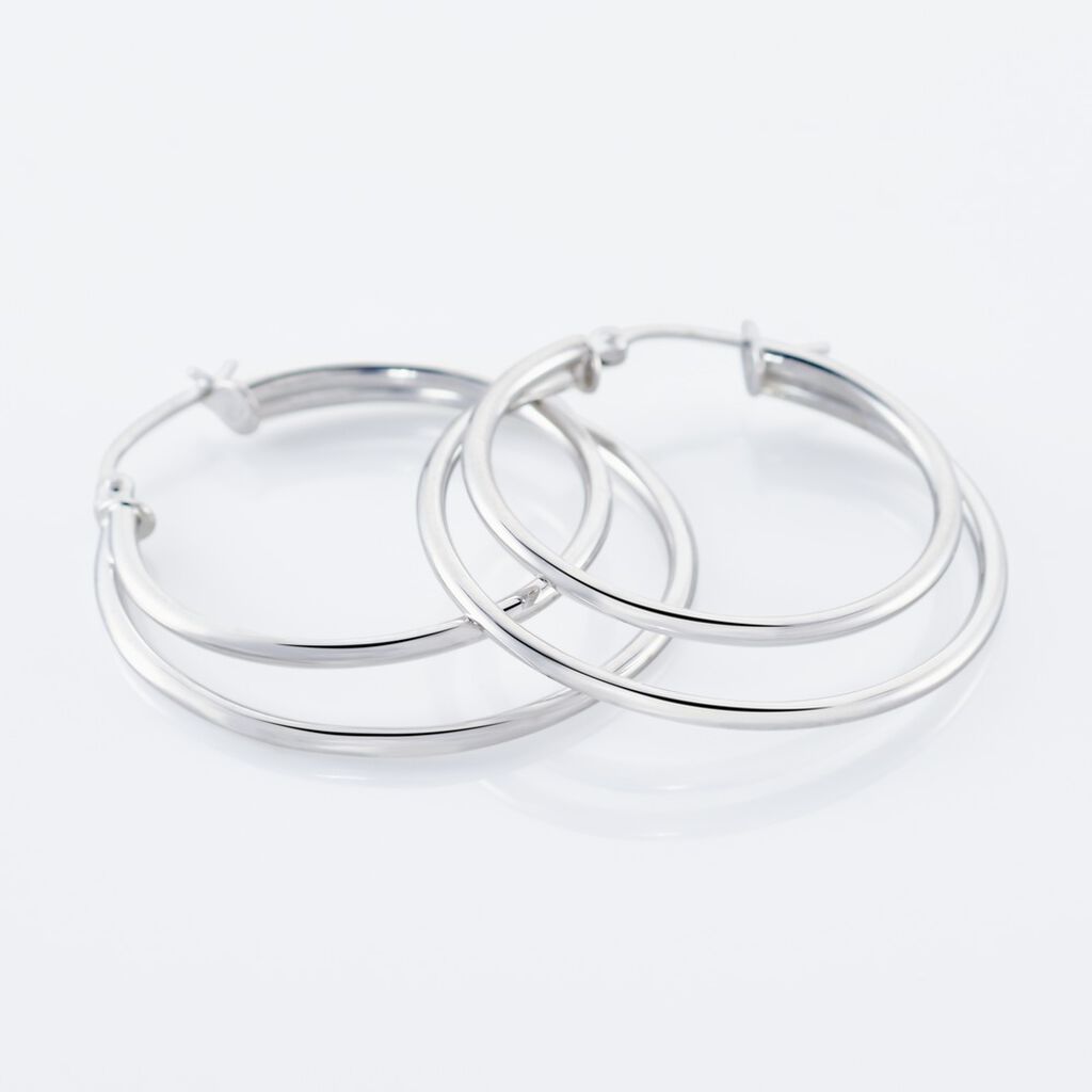 DILLARA Damen Creolen Silber 925 Doppelkreis B 3 mm