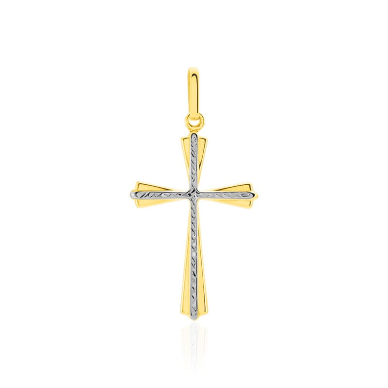 CORANTIN KREUZ 2 Unisex Anh&auml;nger Gold Bicolor 375 (9 Karat) Religi&ouml;ses Kreuz - Schmuckanh&auml;nger Unisex | OROVIVO