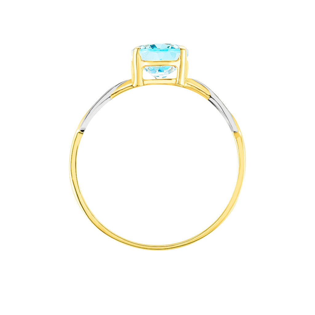 Damen Ring Gold Bicolor 375 Topas Blau 1,46ct Bonnie  - Solitärringe Damen | OROVIVO