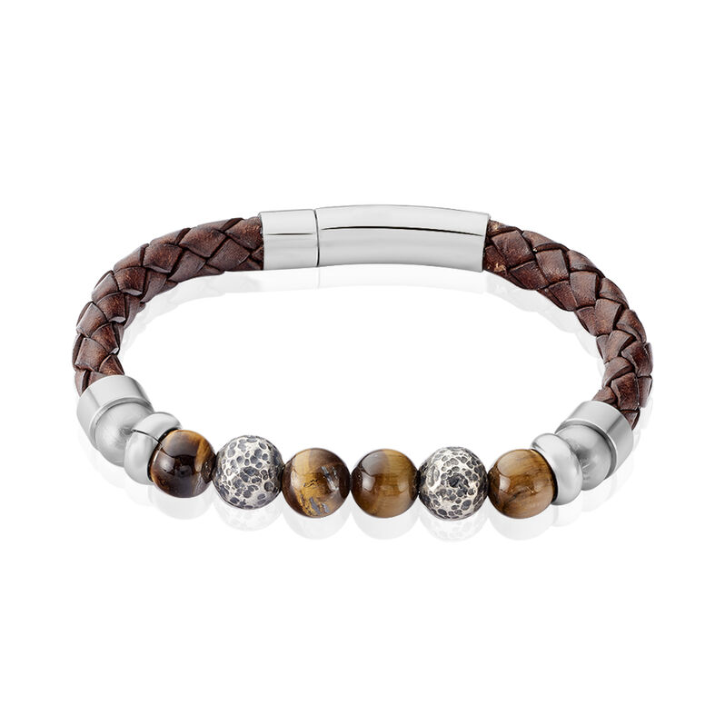 Bracelet Acier Abraham Boules Marron - Spannringe Herren | OROVIVO