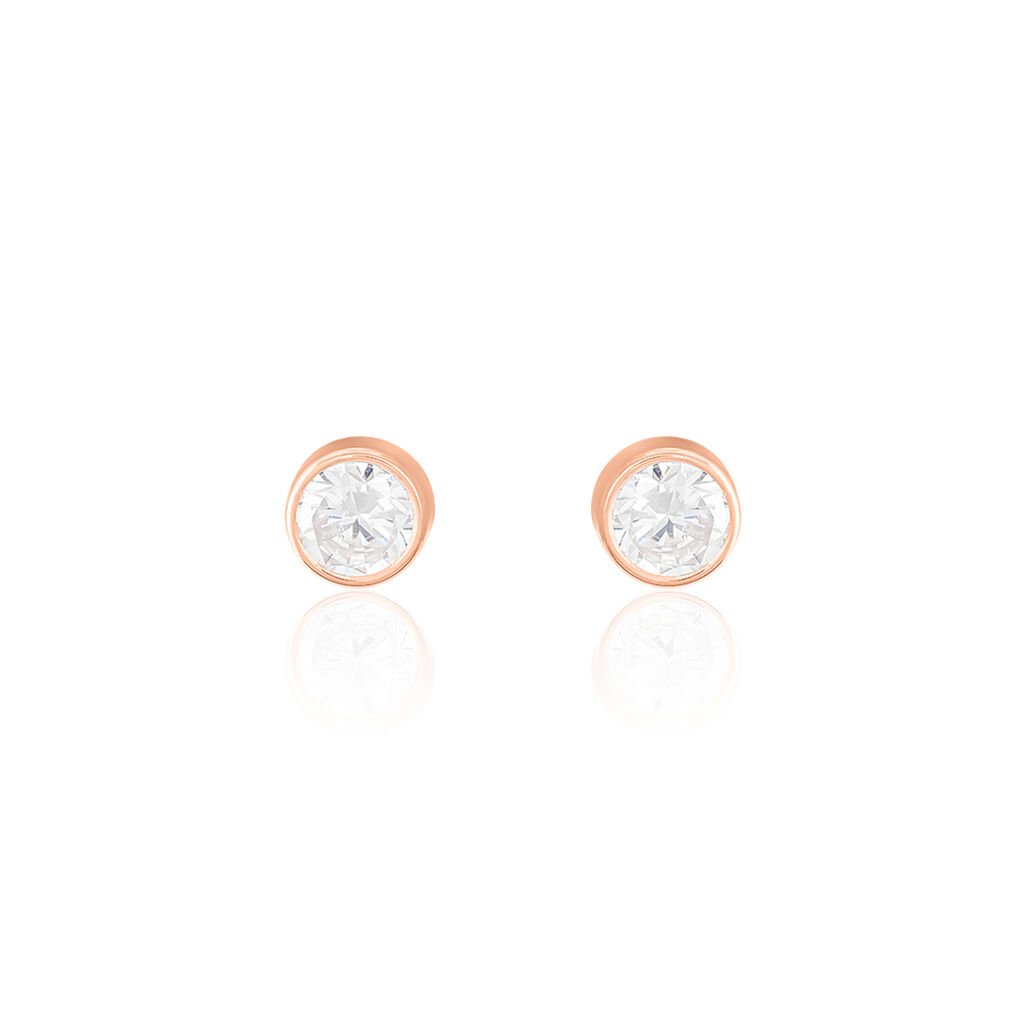 ELDA FASSUNG ZARGE Damen Ohrstecker Rosegold 375 (9 Karat) Zirkonia Weiß Kreis, Ohrstecker mit Stein