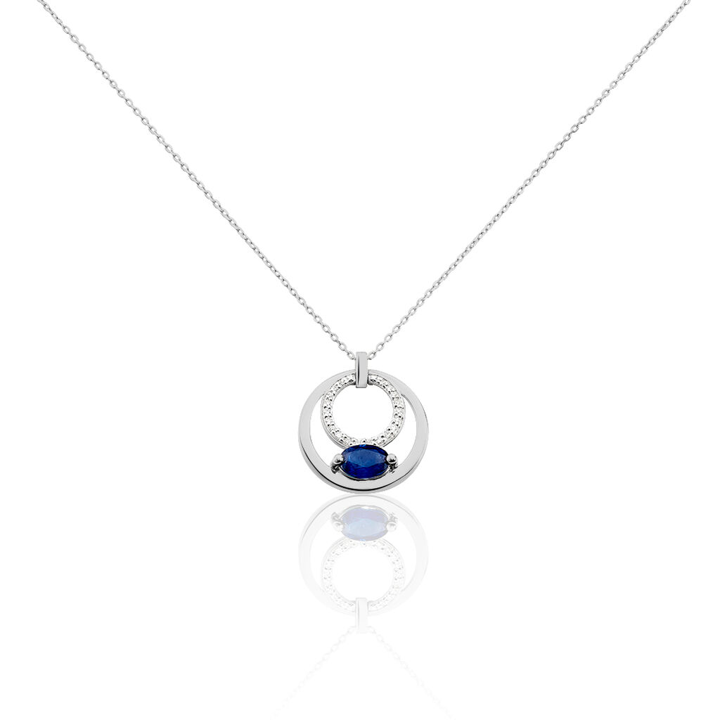 Damen Collier Weißgold 375 Saphir 0,52ct Doppelkreis Kreis Alexa - Halsketten Damen | OROVIVO