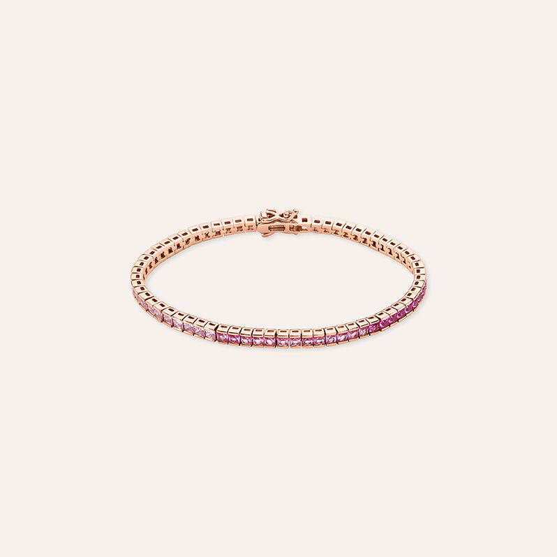 Bracciale Tennis Silver Rainbow Argento Rosa Cubic Zirconia - Spannringe Damen | OROVIVO
