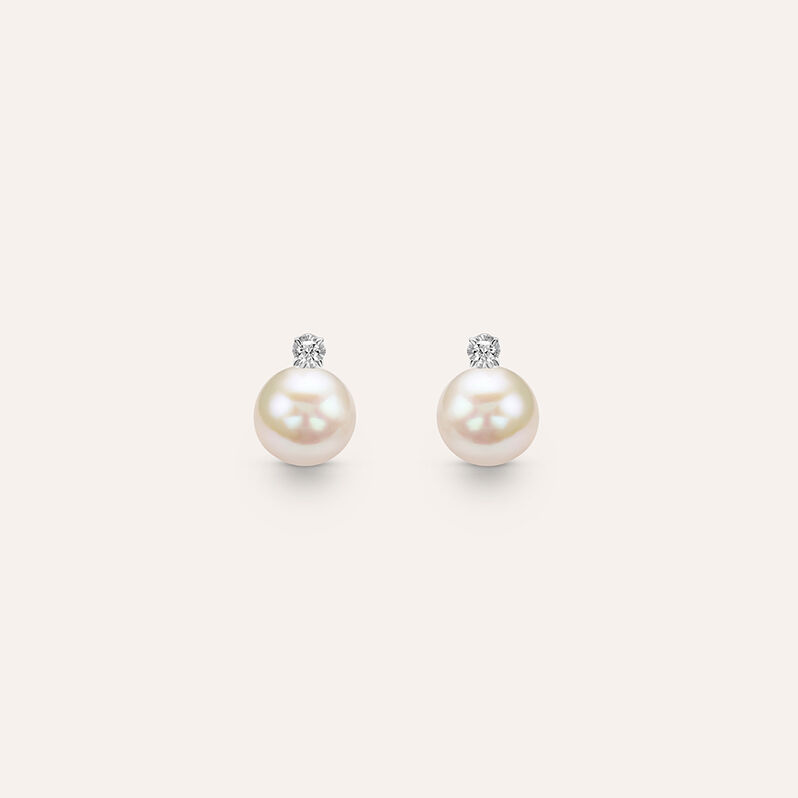 Orecchini Lobo Gold Pearls Oro Bianco Perla D'Acqua Dolce Diamante - Spannringe Damen | OROVIVO