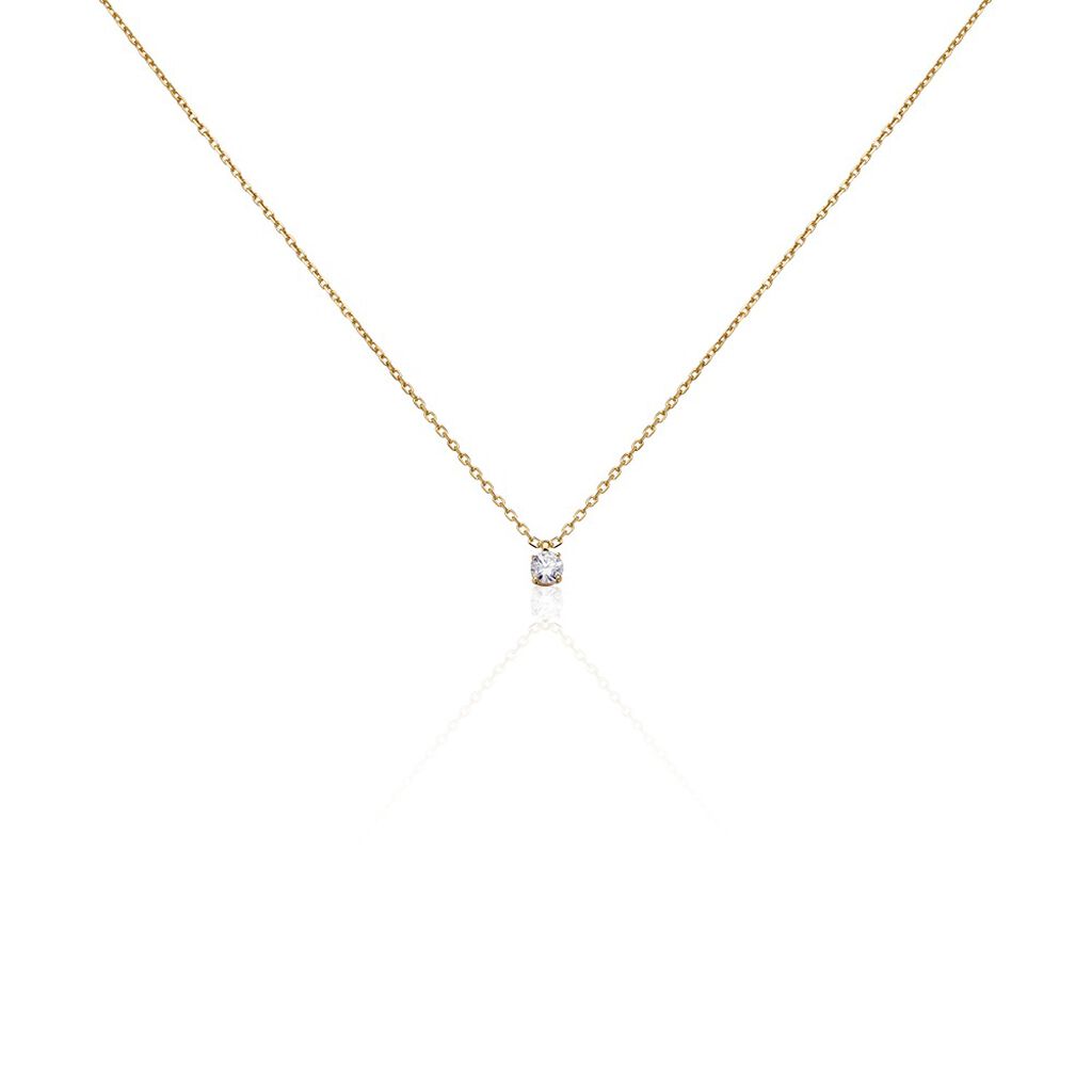 NADEJDA 1 Damen Collier Vergoldet Zirkonia Wei&szlig; 0,47 ct B 1,3 mm