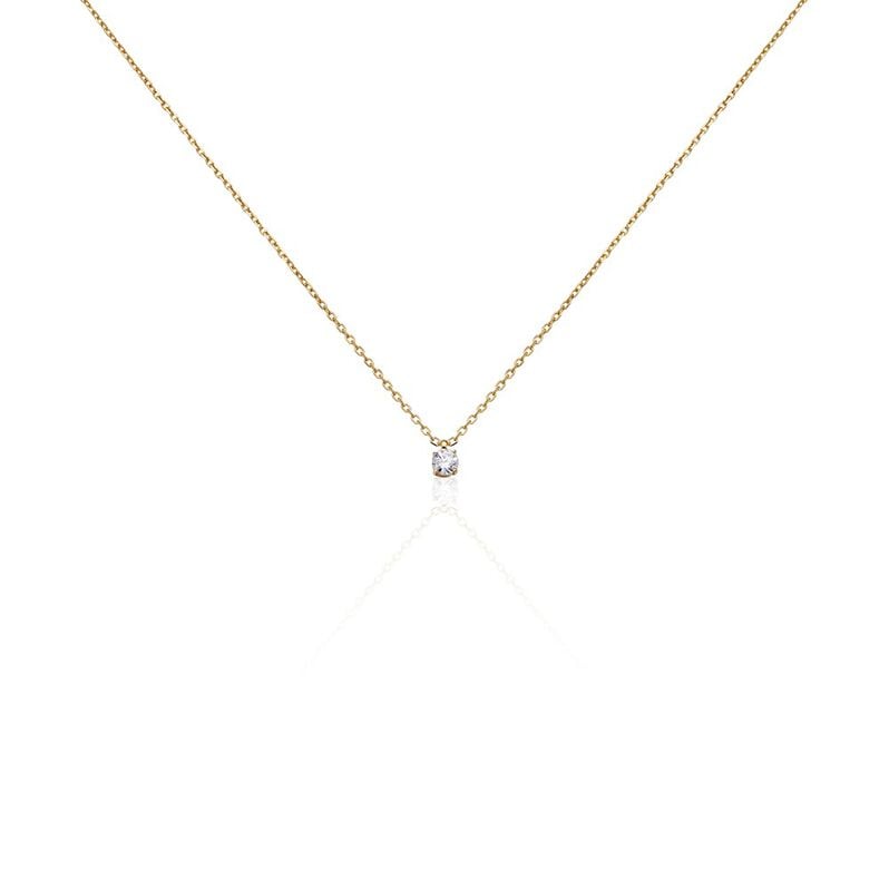 NADEJDA 1 Damen Collier Vergoldet Zirkonia Wei&szlig; 0,47 ct B 1,3 mm - Halsketten Damen | OROVIVO