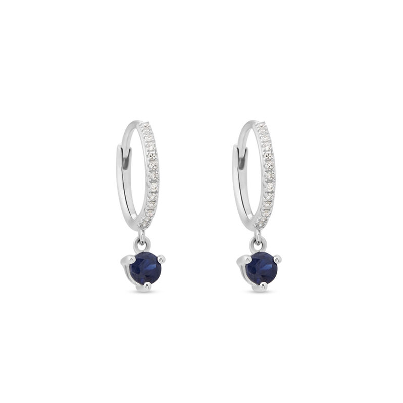 Orecchini A Cerchio Charlotte Oro Bianco Zaffiro Diamante - Spannringe Damen | OROVIVO