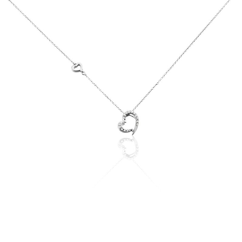 Herz LOUISE Damen Collier Wei&szlig;gold 375 (9 Karat) Diamant Wei&szlig; 0,04 ct Herz - Halsketten Damen | OROVIVO