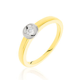 Solitärring Gold 585 Bicolor Diamant 0,1ct - Ringe mit Edelsteinen Damen | OROVIVO