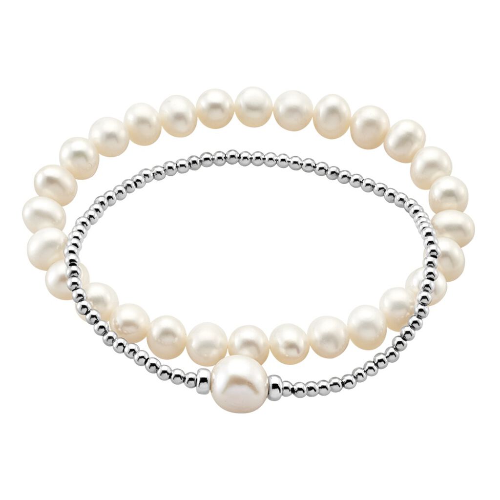 Damen Perlenarmband Silber 925 Zuchtperle zweireihig Francis  - Armbänder Damen | OROVIVO